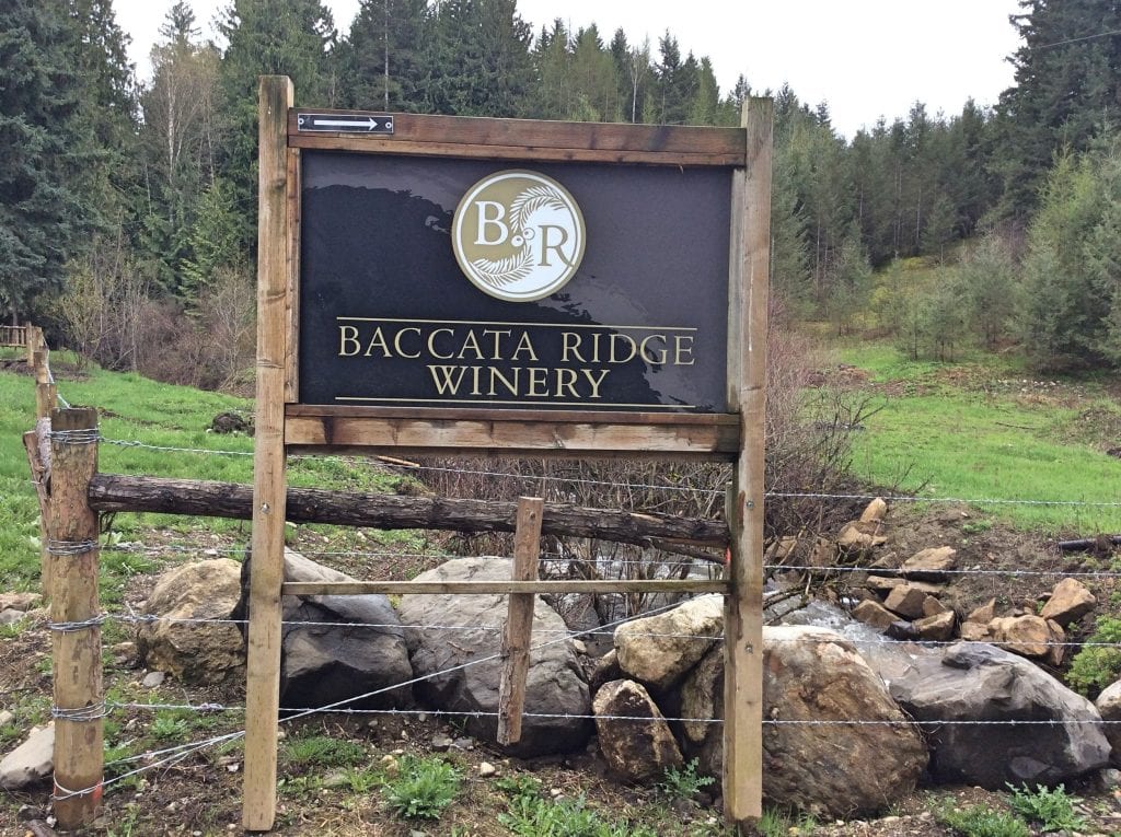 The entrance to Baccata Ridge Winery