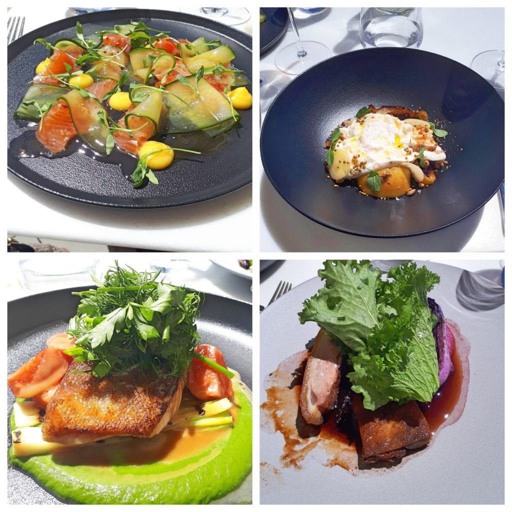 The restaurant at Phantom Estates - Rainbow trout, Burrata, Lingcod and Aged Duck.