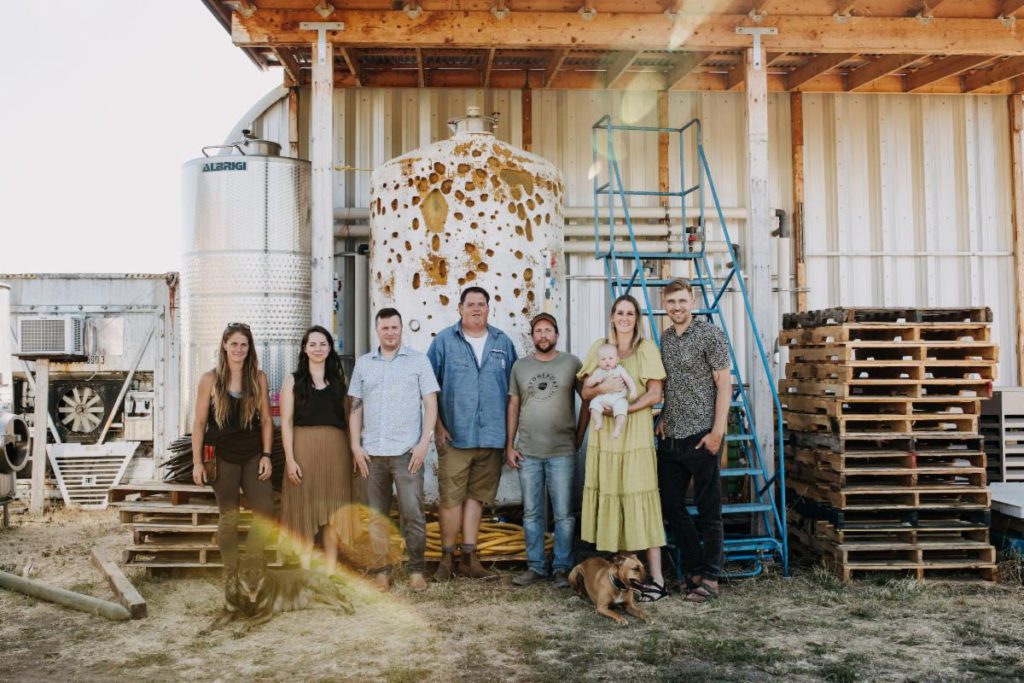 Pascale Dinel, Levi Gogolinkski, Ian Scromeda, Kyle Lyons, Bill Adams, Kyla Richey, baby Mackie, and Rudy Verhoeff [Photo Credit Shari Saysomsack