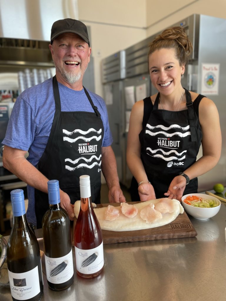 Blue Grouse winemaker Bailey Williamson and wild Pacific halibut fisherman and Marine Stewardship Council Ambassador Tiare Boyes