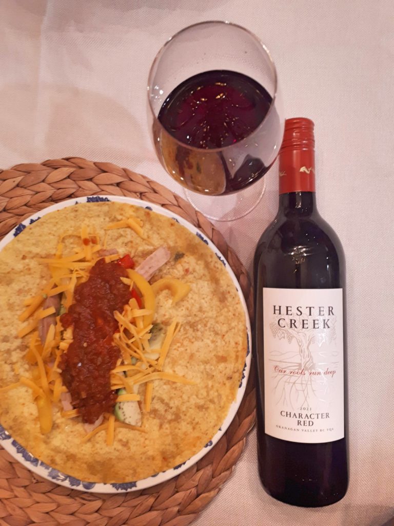 Hester Creek Character Red with Turkey Fajitas.