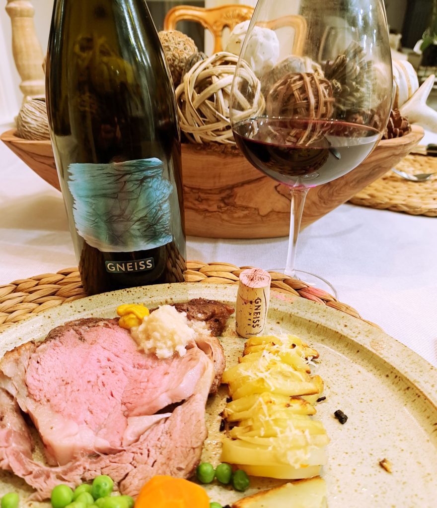 Gneiss Pinot Noir with Prime Rib and buttery baked potatoes