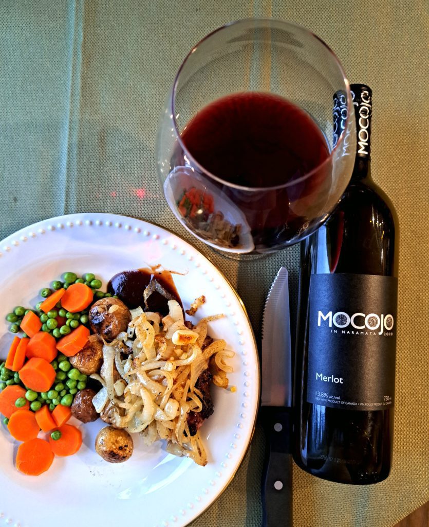 Mocojo Merlot with NY Strip Steak