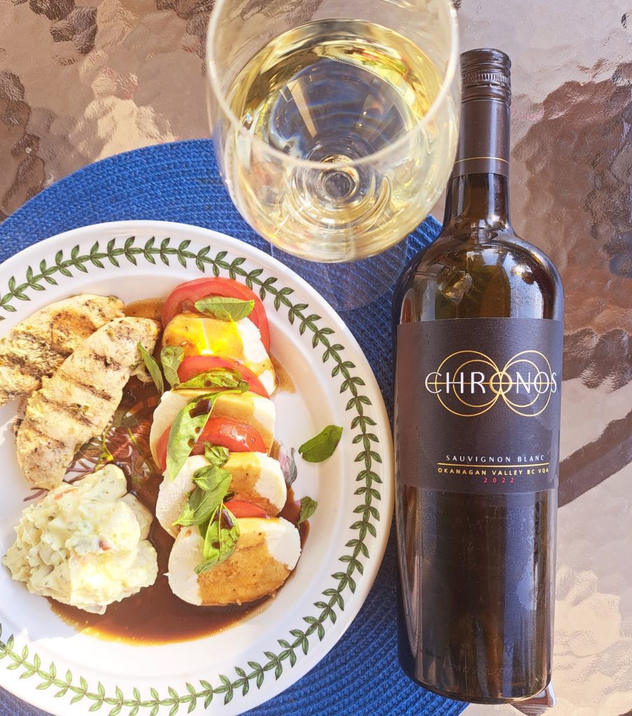 Chronos Sauvignon Blanc with Lemon Chicken and Caprese salad