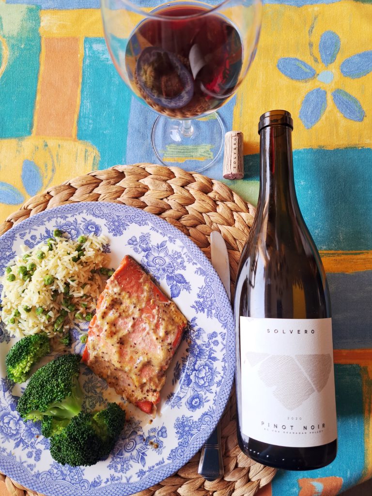 Solvero Pinot Noir with Apricot Glazed Sockeye Salmon