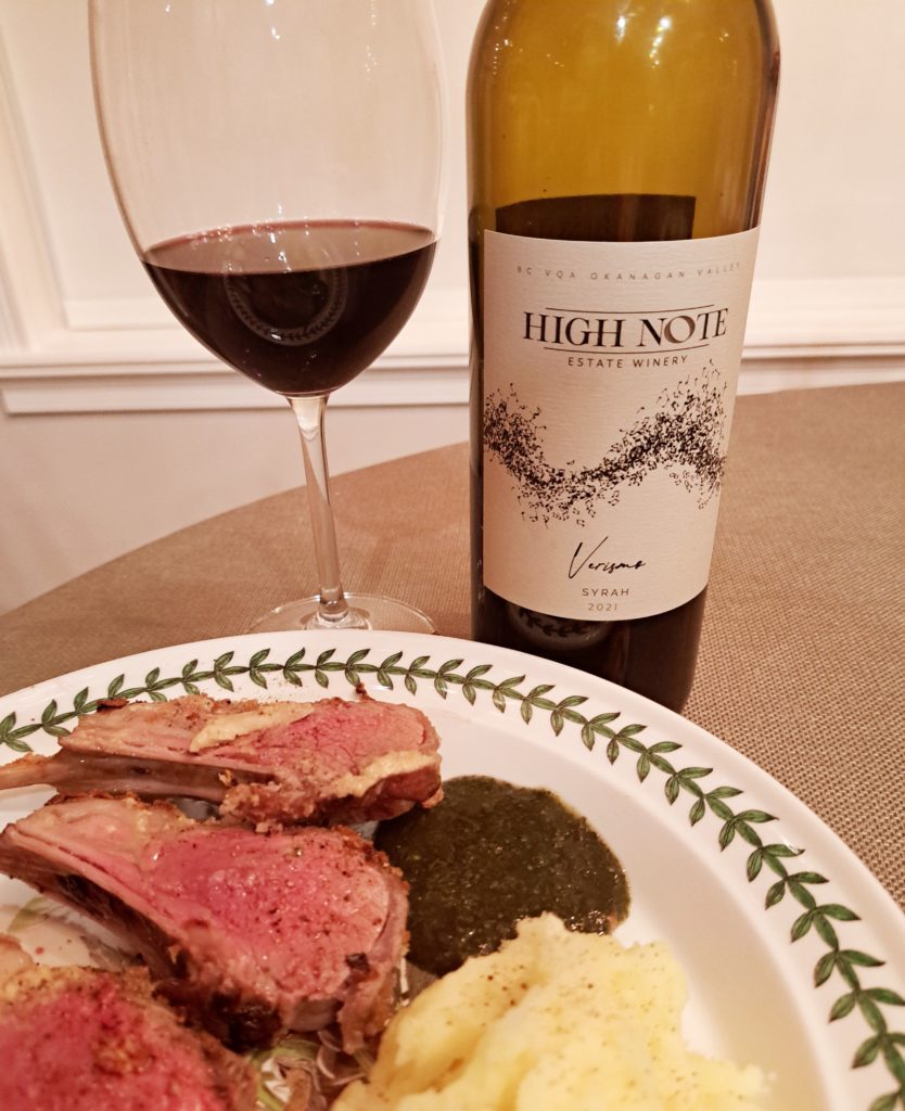 High Note Verismo Syrah with Rack of Lamb