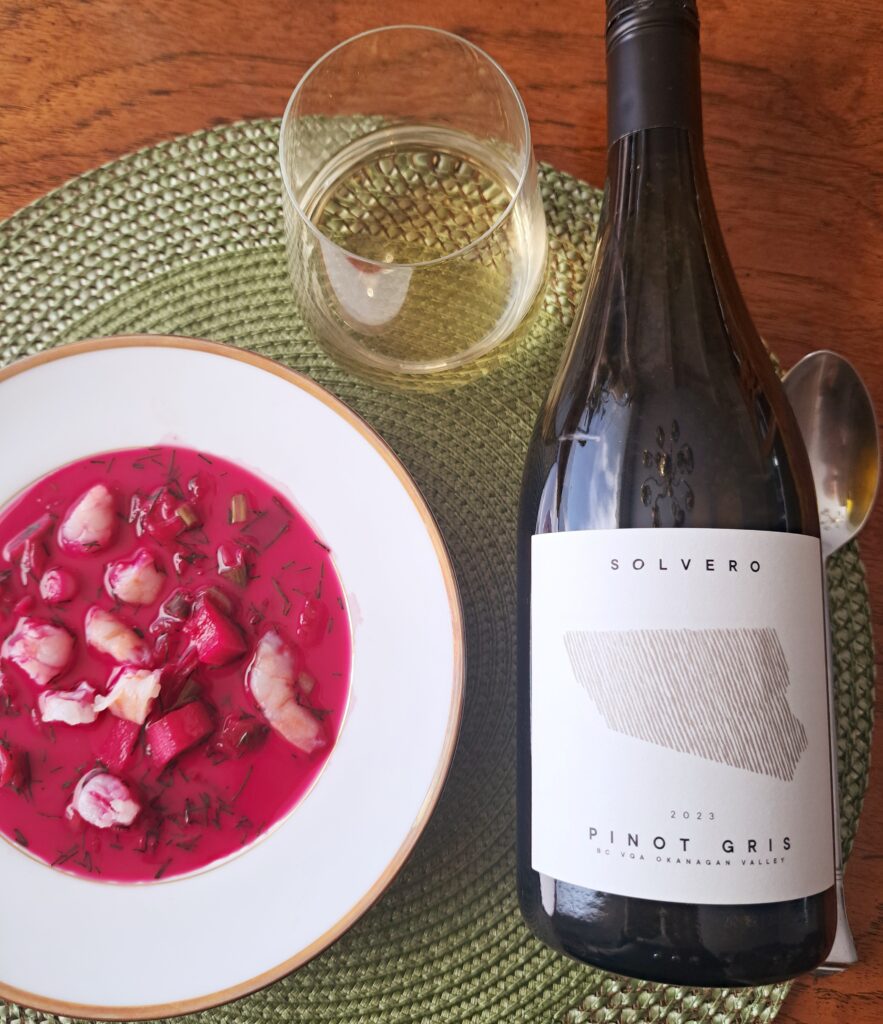 Solvero Pinot Gris 2023 with Cold Borscht