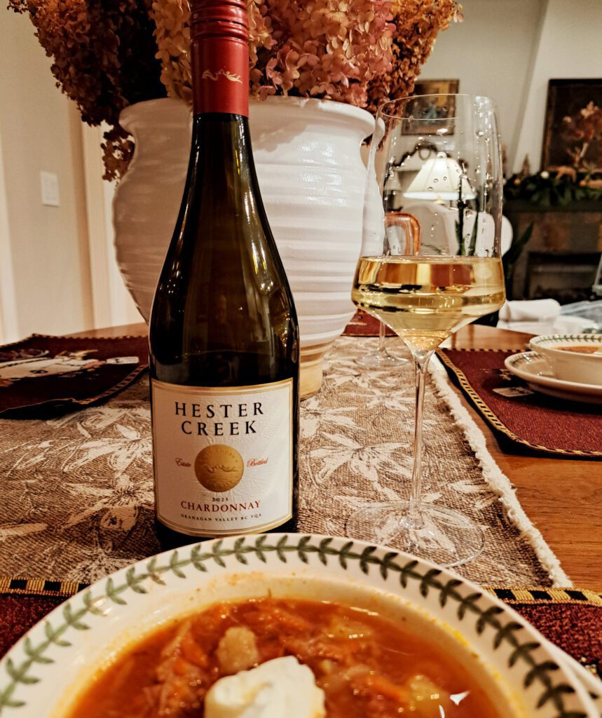 Hester Creek Chardonnay with Classic Borscht