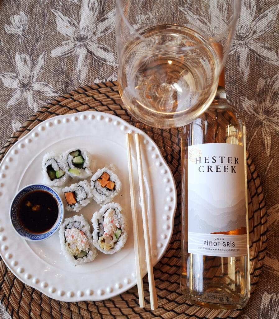 Hester Creek Pinot Gris and Sushi