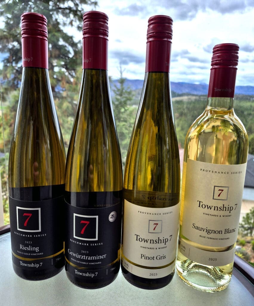 Township 7 New releases Riesling, Gew, PG and Sauvignon Blanc