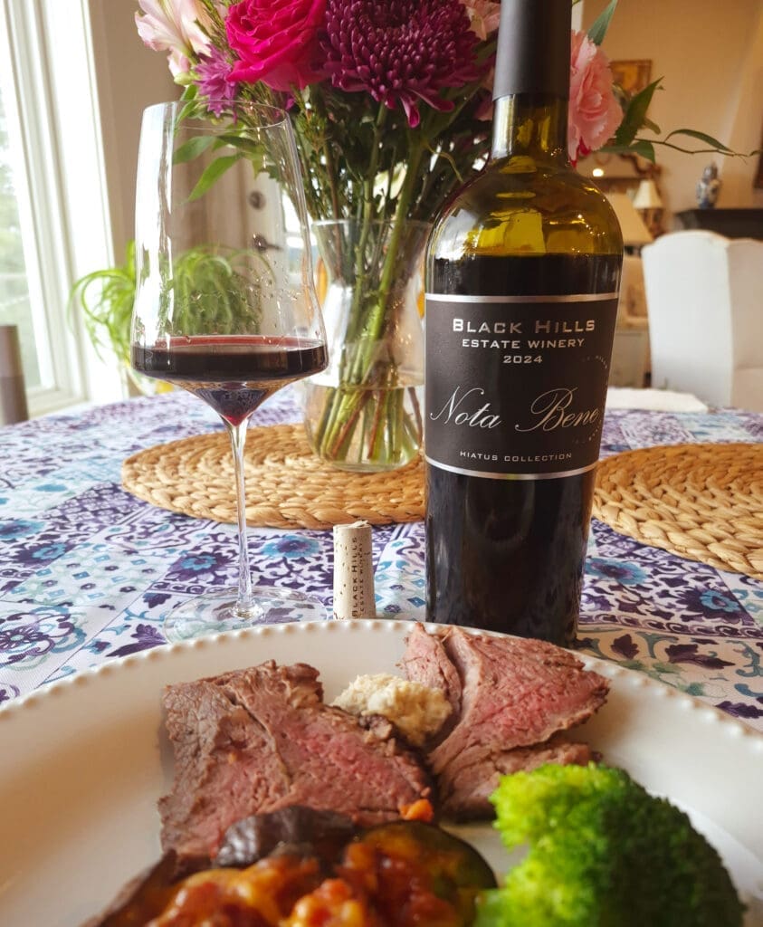 Black Hills Estate Winery Nota Bene 2024 paired with Roast Beef